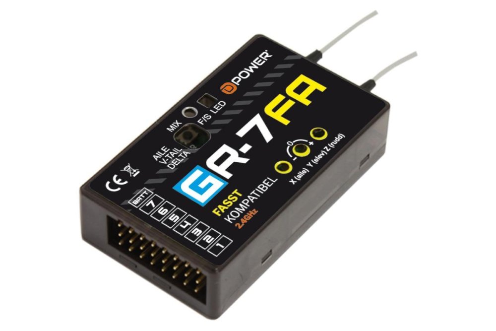 D-Power GR-7FA 2.4GHz Empfänger mit 3X Gyro Futaba FASST kompatibel
