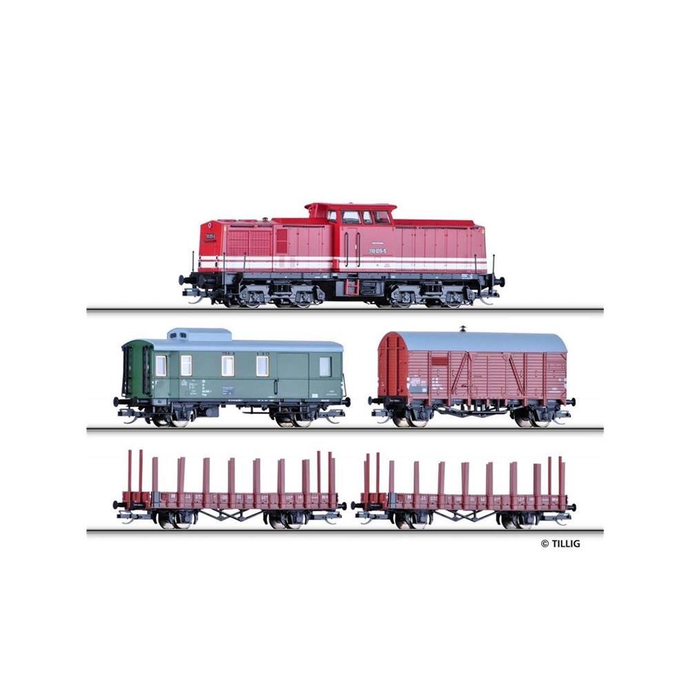 Tillig 01208 TT Digital Startset Güterzug mit Modellgleisoval der DR, Ep. IV