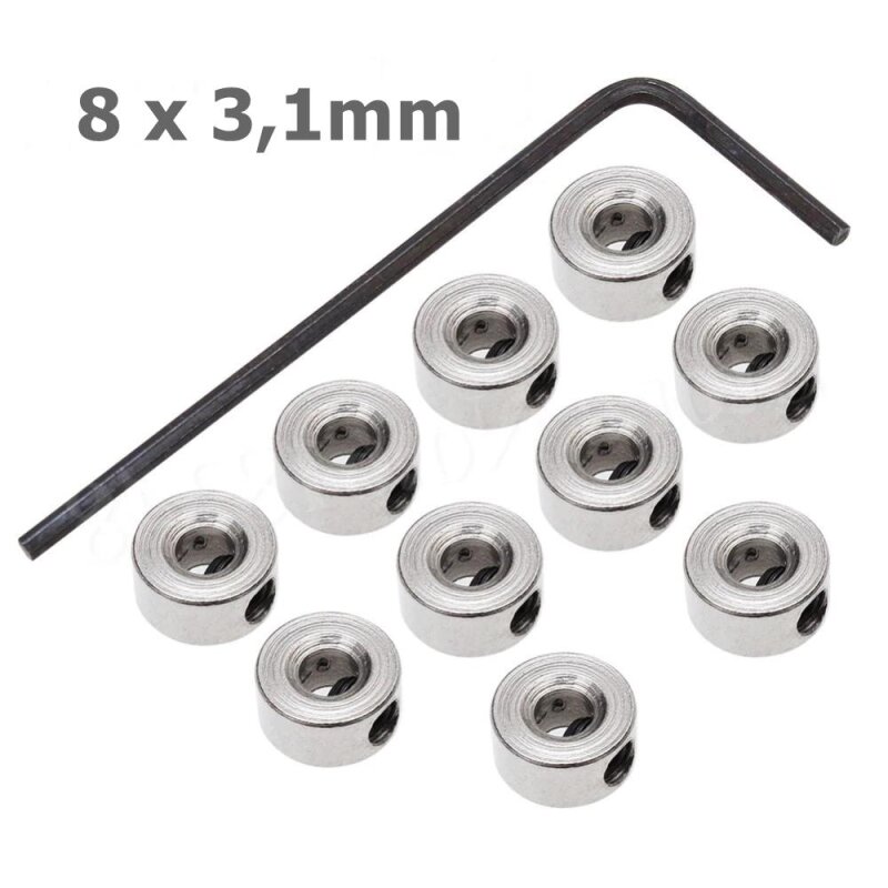 Stellringe 8 x 3,1mm, 10 Stück mit passendem Innensechskant