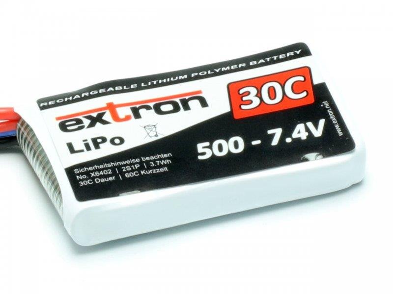 LiPo Akku Extron X2 500mAh 2S - 7,4V 30C  BEC / JST