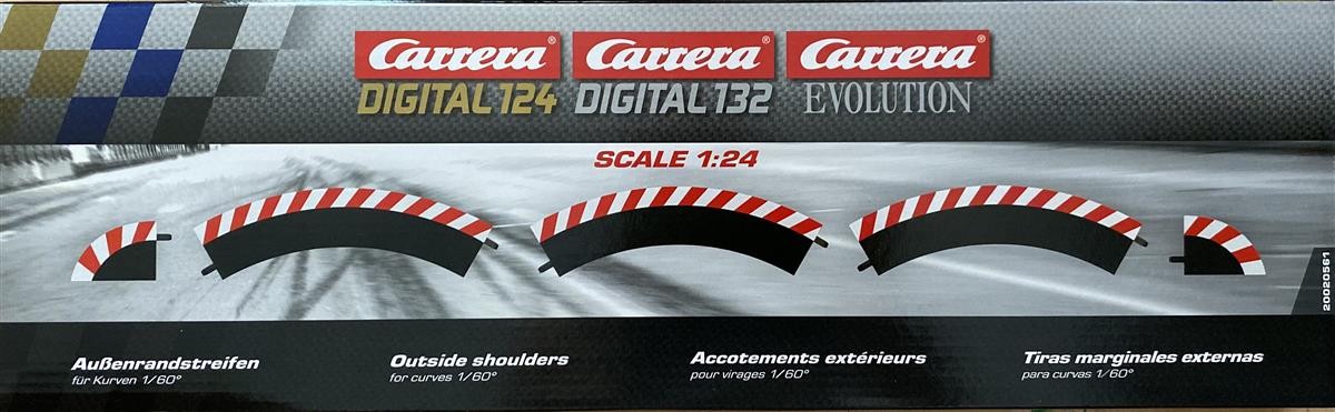 Carrera Digital 124/132/EVO Außenrandstreifen für Kurve 1/60° (3), Endstücke (2)