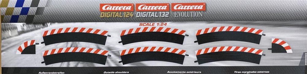 Carrera Außenrandstreifen für Kurve 3/30° (6) + Endstücke