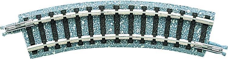 TOMIX 971112, 4 Gleise, gebogen, Mini Curved, in Schotterbettung, r 140 mm, Holzschwellen