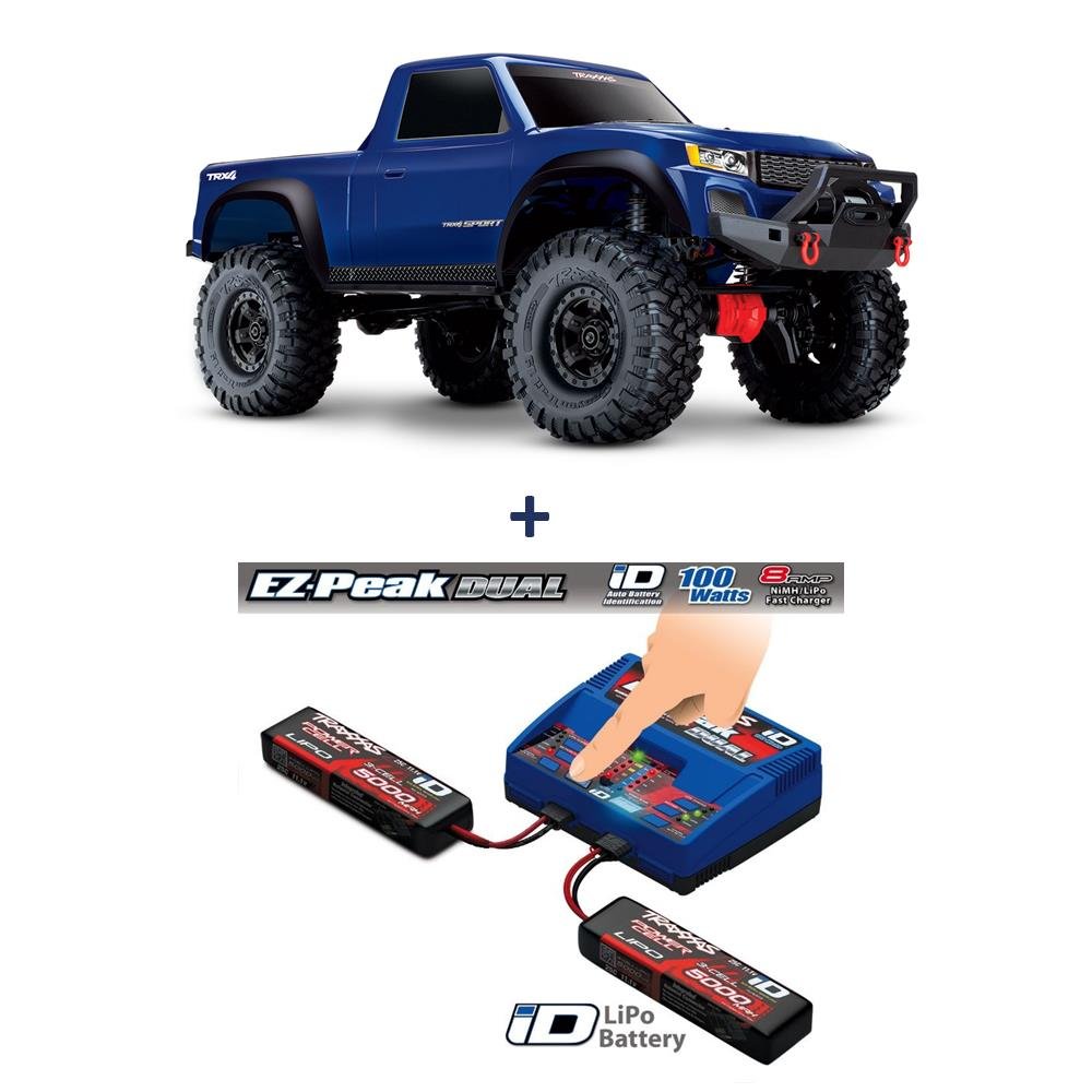 Traxxas TRX-4 Sport 4x4 blau RTR 1/10 4WD Crawler + Lader und 2x 3S Lipo