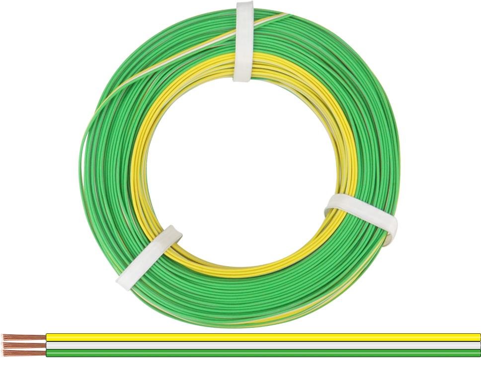 Drillingslitze 0,14 mm² / 25 m gelb-weiss-grün für Minitrix