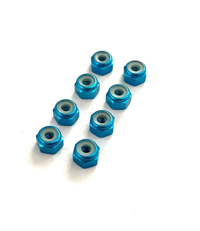Radmuttern M3 (8 St.)  blau für RC-Car Stoppmutter
