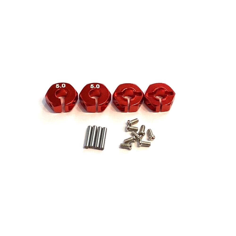 Radmitnehmer Aluminium, 12mm, rot, 4 Stück mit Pins, schraubbar, 0mm offset