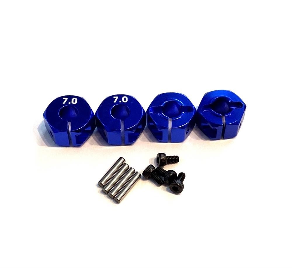 Radmitnehmer Aluminium, 12 mm dunkelblau, 4 Stück mit Pins, schraubbar, 2 mm offset