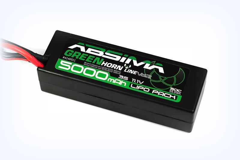 Absima Greenhorn V2 Car LiPo 3S 11.1V-50C 5000mAh T-Plug...