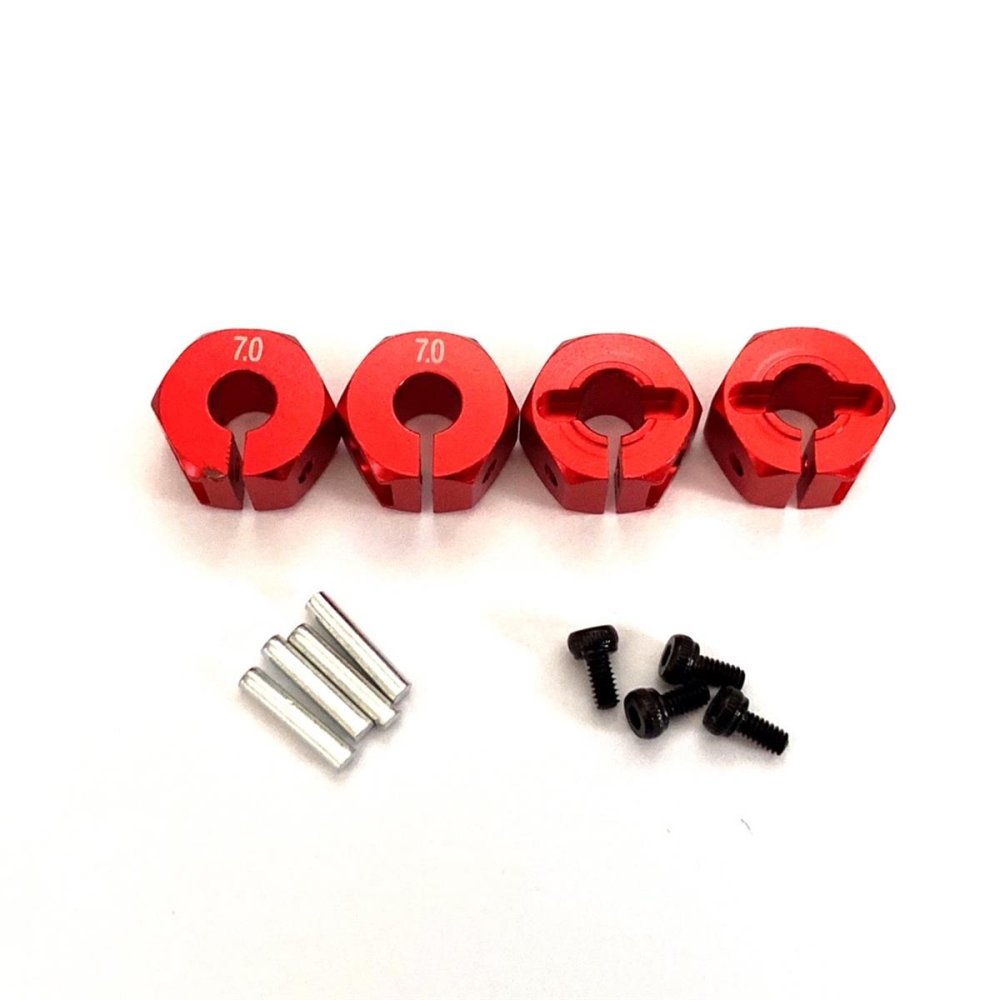 Radmitnehmer Aluminium, 12mm, rot, 4 Stück mit Pins, schraubbar, 2 mm offset