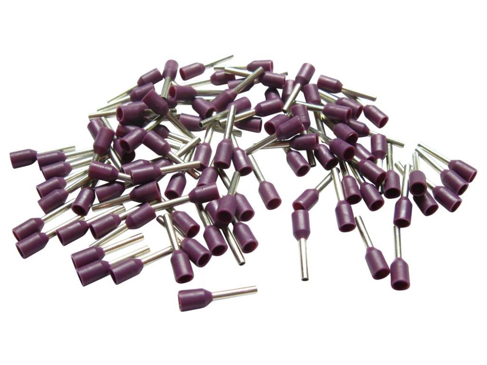 100 Aderendhülsen isoliert 0,25mm² N lila violett DIN 46228