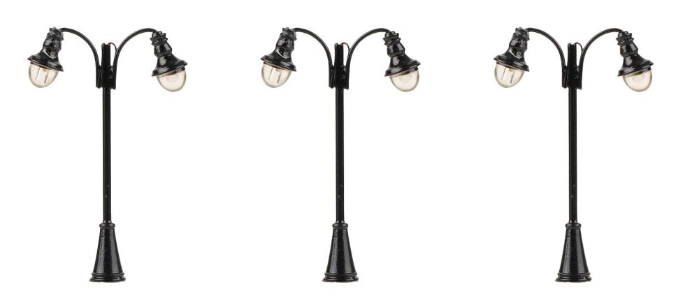 Faller 272126 N LED-Laterne, Bogenleuchten, 2-flammig, 3 Stück