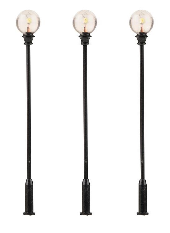 Faller 180104 H0 LED-Parklaterne, Kugel-Aufsatzleuchte, 3 Stück