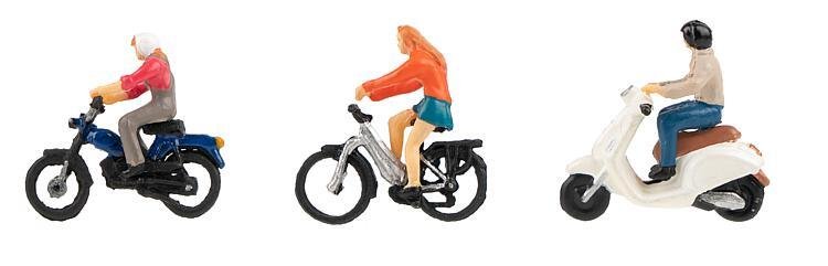 Faller 151801 H0 Auf der Straße - 3 Figuren mit Zweirädern