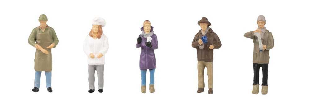 Faller 151649 H0 Weihnachtsmarktverkäufer, 5 Figuren