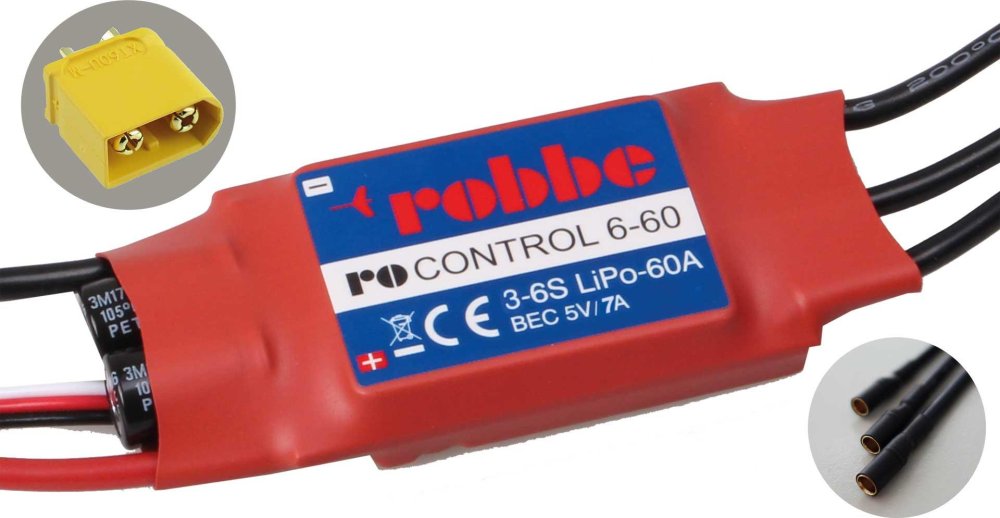 Robbe brushless Regler RO-CONTROL 6-60 3-6S -60(80)A 5V/7A BEC