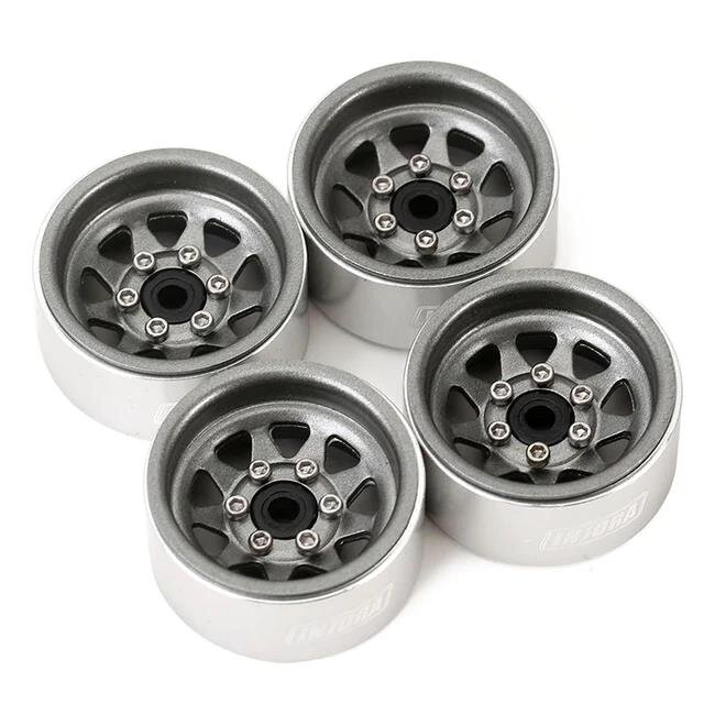 Injora Beadlock Felgen silber-grau 1.0" negativ Offset 3.78mm 1:18 / 1:24