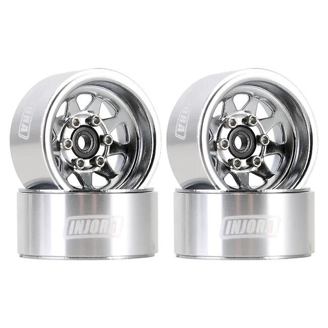 Injora Beadlock Felgen silber 1.0" negativ Offset 3.78mm 1:18 / 1:24