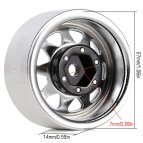 Injora Beadlock Felgen silber 1.0" negativ Offset 3.78mm 1:18 / 1:24