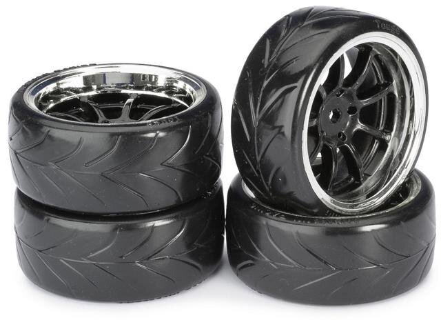 Absima Räderset Drift LP 9-Speichen / Profil A schwarz/chrom 1:10