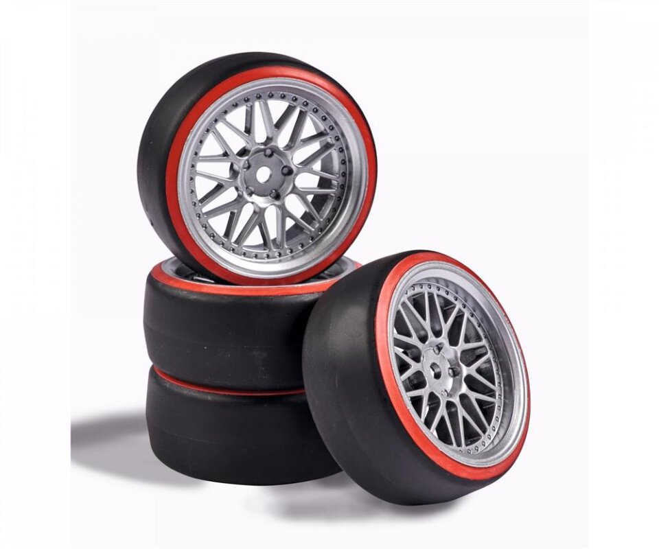 1:10 Räderset Drift (4) silber/rot Carson