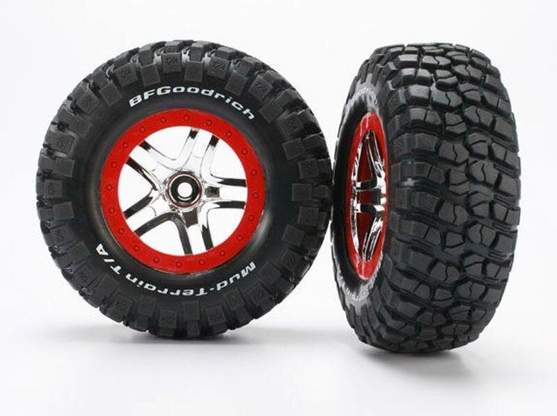 Traxxas BFGoodrich Slash  S1 Reifen auf SCT Felgen chrom/rot 6873R