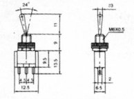 Mini Kippschalter 1-polig EIN / EIN 2 Stellungen 250V 3A