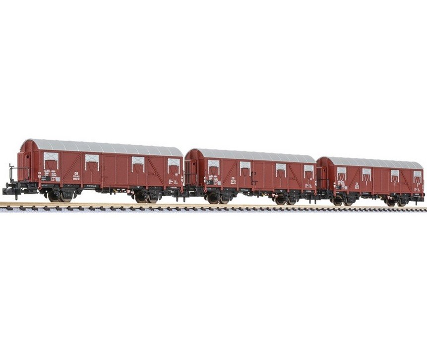Liliput L260130 N 3-tlg. Set gedeckte Güterwagen, DB, Ep. III