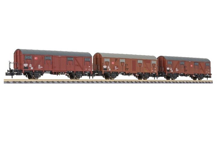 Liliput L2601346 N 3-teiliges Set gedeckte Güterwagen, DB, Ep. V