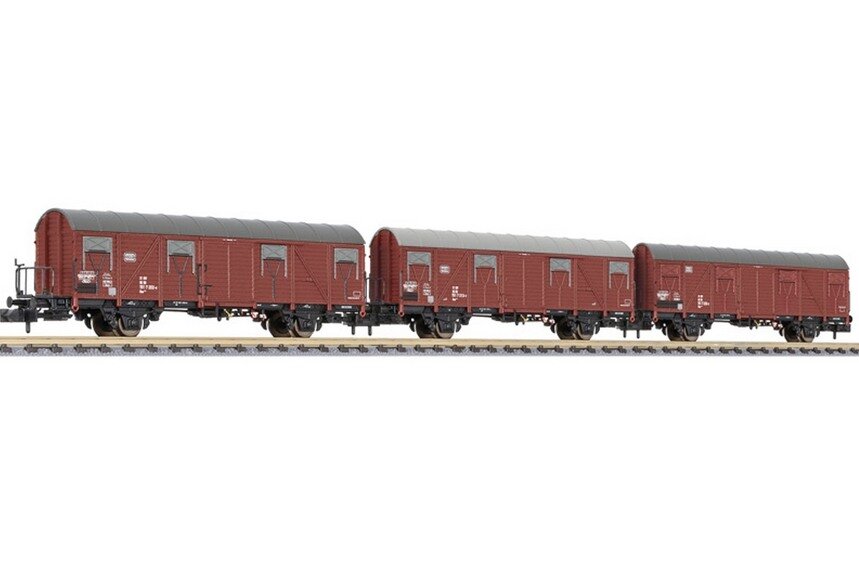 Liliput L260147 N 3-teiliges Set gedeckte Güterwagen, DB, Ep. IV