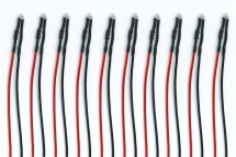 10x LED 1,8 mm, rot mit Anschlussdrähten und...