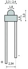 10x LED 1,8 mm, mit Anschlussdrähten und Vorwiderstand, 10-24 V, rot