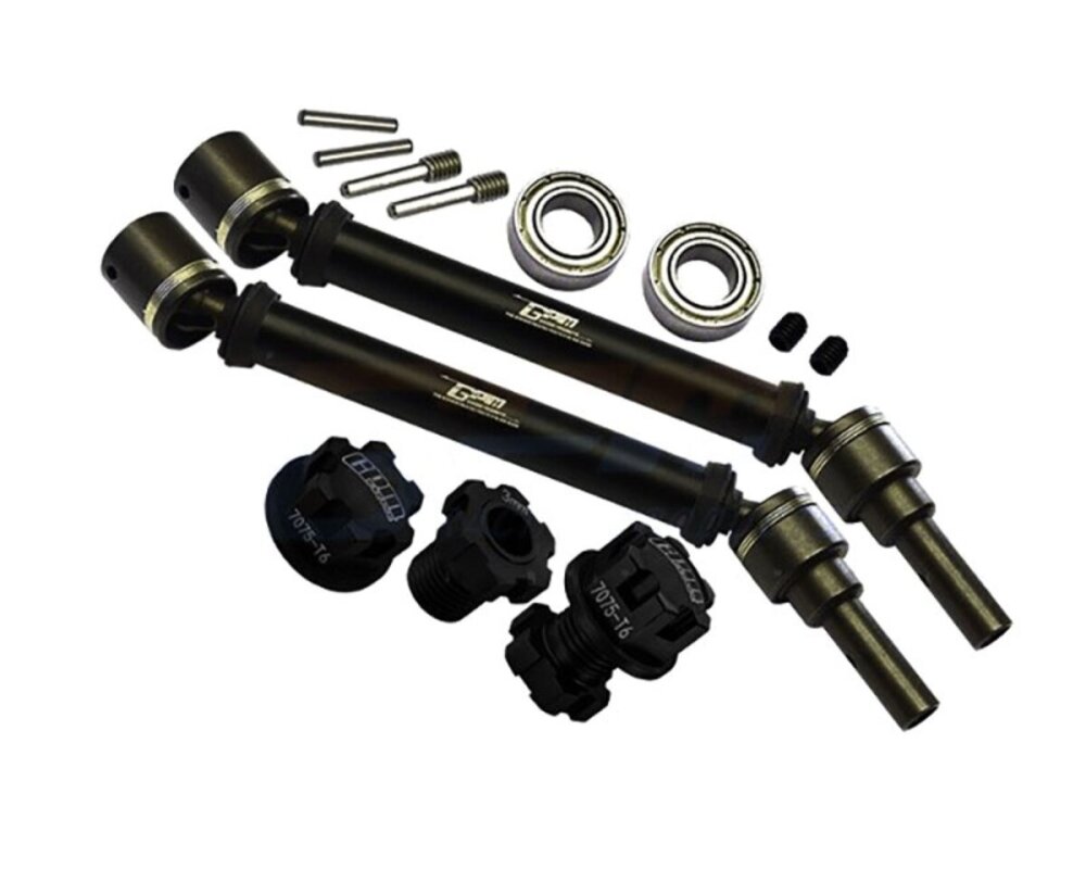 GPM TXMS143F-RSN-BK Stahl Aluminium CVD Drive Shaft + 7075 Radmitnehmer Hex + Radmutter für Widemaxx