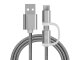 Reekin Ladeabel (2in1 MicroUSB & USB-C) 1 Meter (Silber-Nylon)