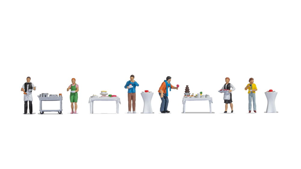 Noch 16277 H0 Figuren-Themenwelt Buffet Set C Gäste und Kellner