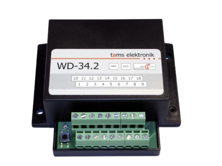 Tams WD-34.2 4-fach Weichendecoder mit Gehäuse für Doppelspulenantriebe