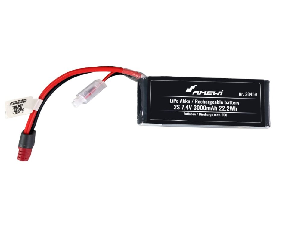 Amewi 28459 LiPo Akku 2S 7,4V 3000mAh 25C Deans / T-Plug  für Hyper Go 1:14