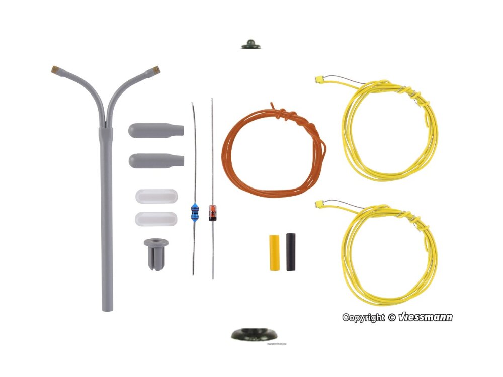 Viessmann 6623 N Bausatz Peitschenleuchte doppelt, 2 LEDs weiß