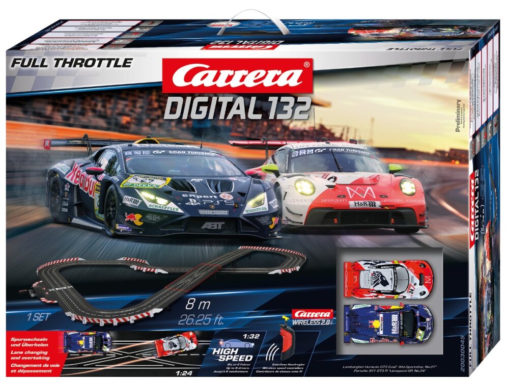 Carrera Digital 132 Full Throttle Startset mit wireless Reglern und 8m Strecke