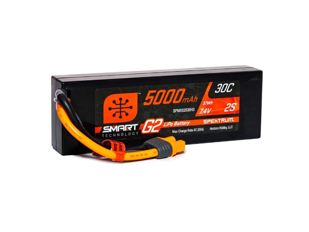 Spektrum 5000mAh 2S 7.4V Smart G2 LiPo 30C Hard Case; IC3