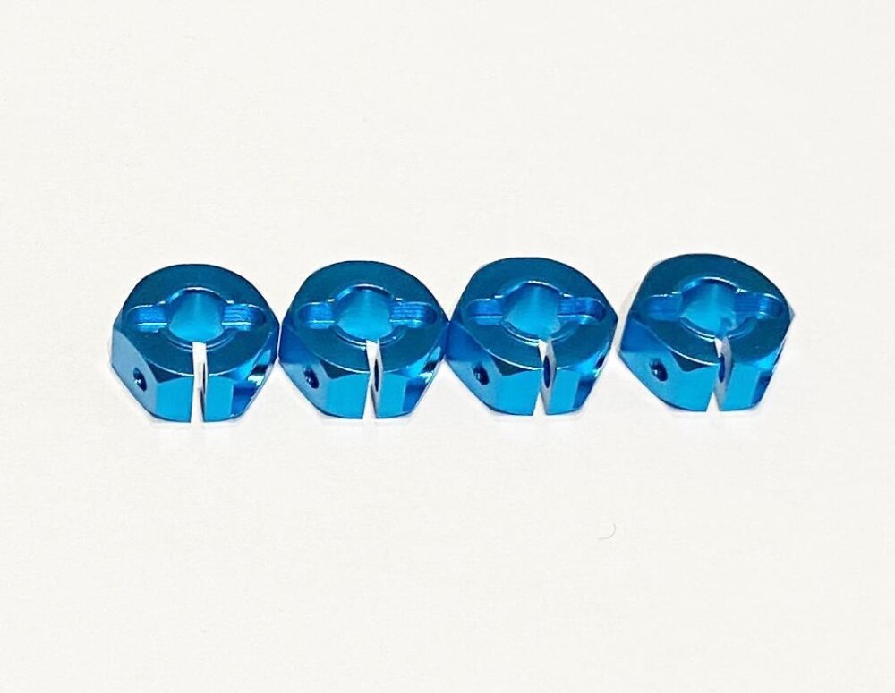 Radmitnehmer Aluminium, 12mm Blau, 4 Stück 5mm mit Pins, schraubbar