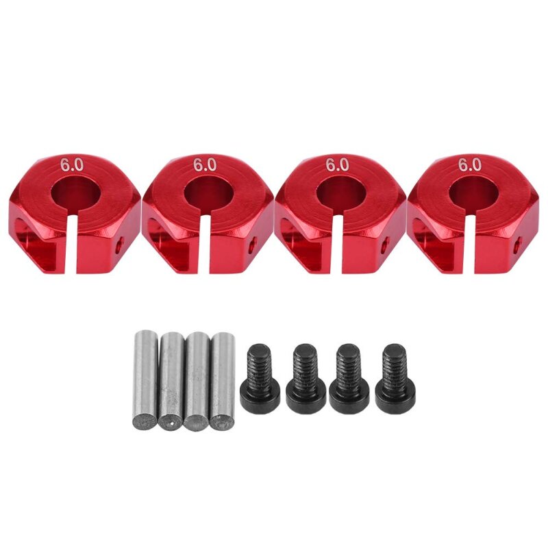 Radmitnehmer Aluminium, 12mm Rot, 4 Stück 5mm mit Pins, schraubbar