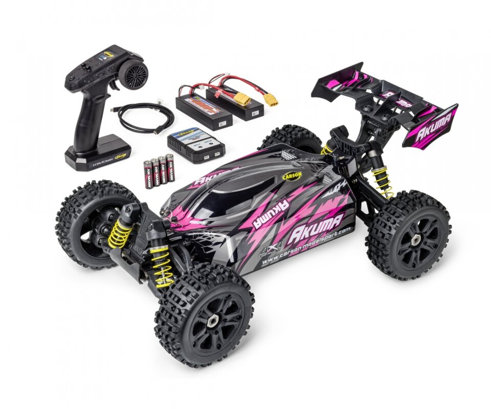 Carson 500409083 1:8 Akuma Brushless Buggy 4WD 100% RTR pink fahrfertig inkl. Lipo-Akkus & Ladegerät