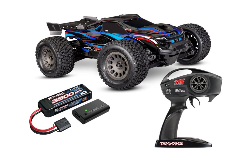 TRAXXAS MINI XRT 1:16 4WD blau BL-3S Brushless-System, mit 2S Lipo + USB-Lader