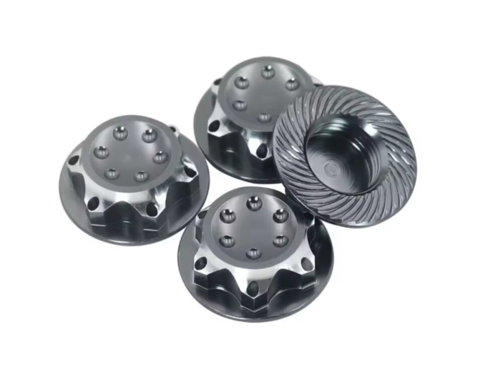 Radnabenabdeckungen grau – 4 Stück Aluminium 17 mm HEX Radmutter für 1:8 RC-Modelle