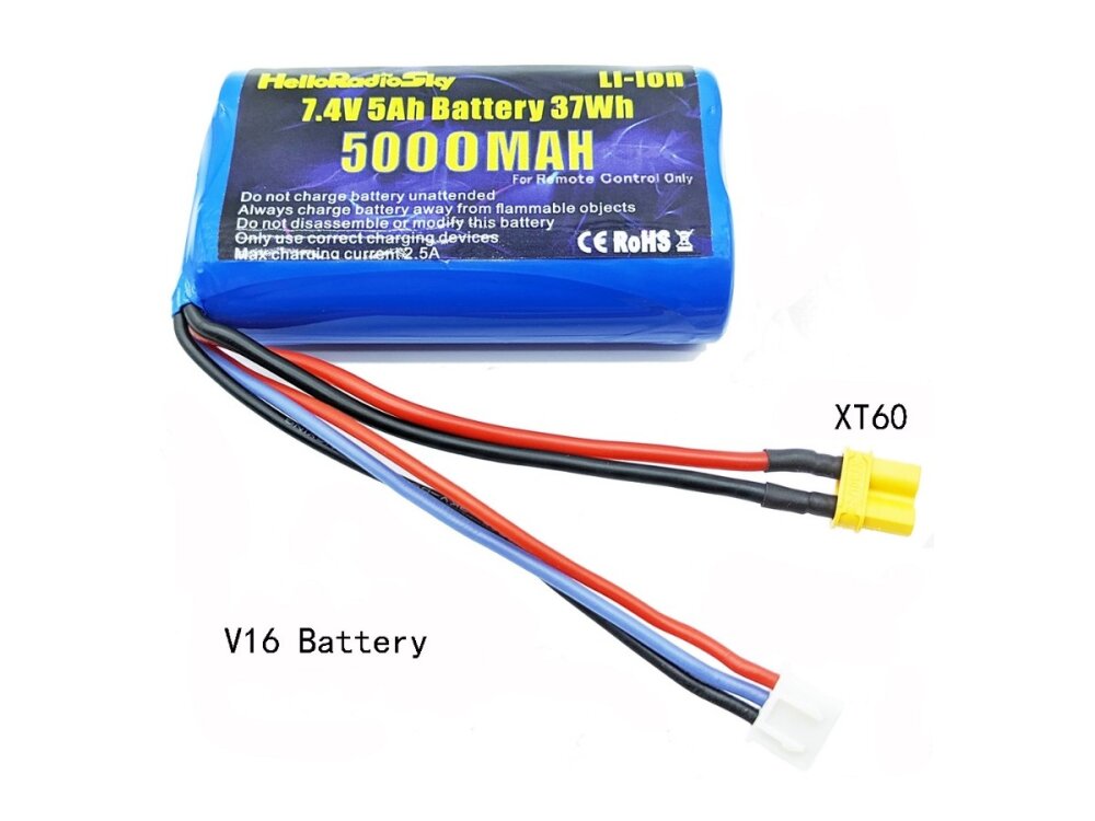 HelloRadio 2S Li-Ion 5000mah 7,4V Akku - XT60 Sendeakku V16