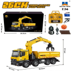s-idee&reg; S1538 Rc Kipplader mit Kran + Schrottgreifer Dump Truck 1:18 Lkw 26 Kanal Huina
