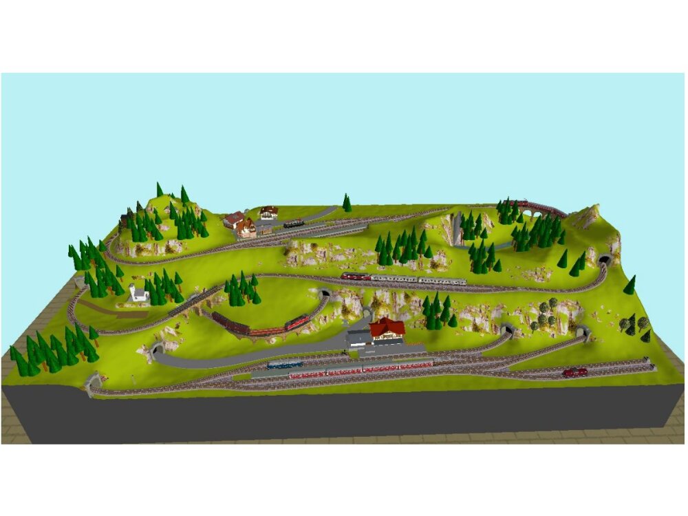Gleisplan Bergün - Modellbahn Spur N für das Kato Gleissystem 2 x 1 m