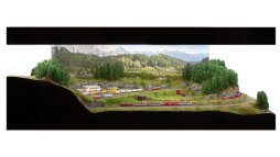Noch 53705 Albulabahn Spur N Easy-Track Trassenbausatz fertig aufgebaut mit Grundplatte 2x1m - im Kundenauftrag