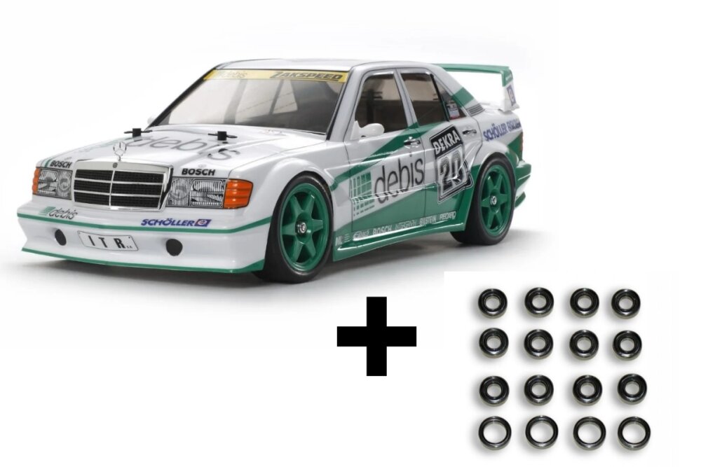 Tamiya 1:10 RC MB 190E debis Zakspeed TT-01E + Kugellager Set